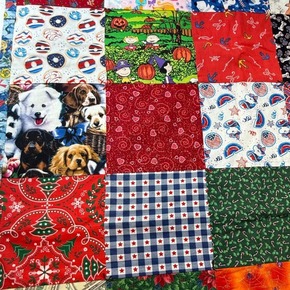 Handmade‎ Patchwork Quilt Throw Blanket halloween Dogs Money Christmas
